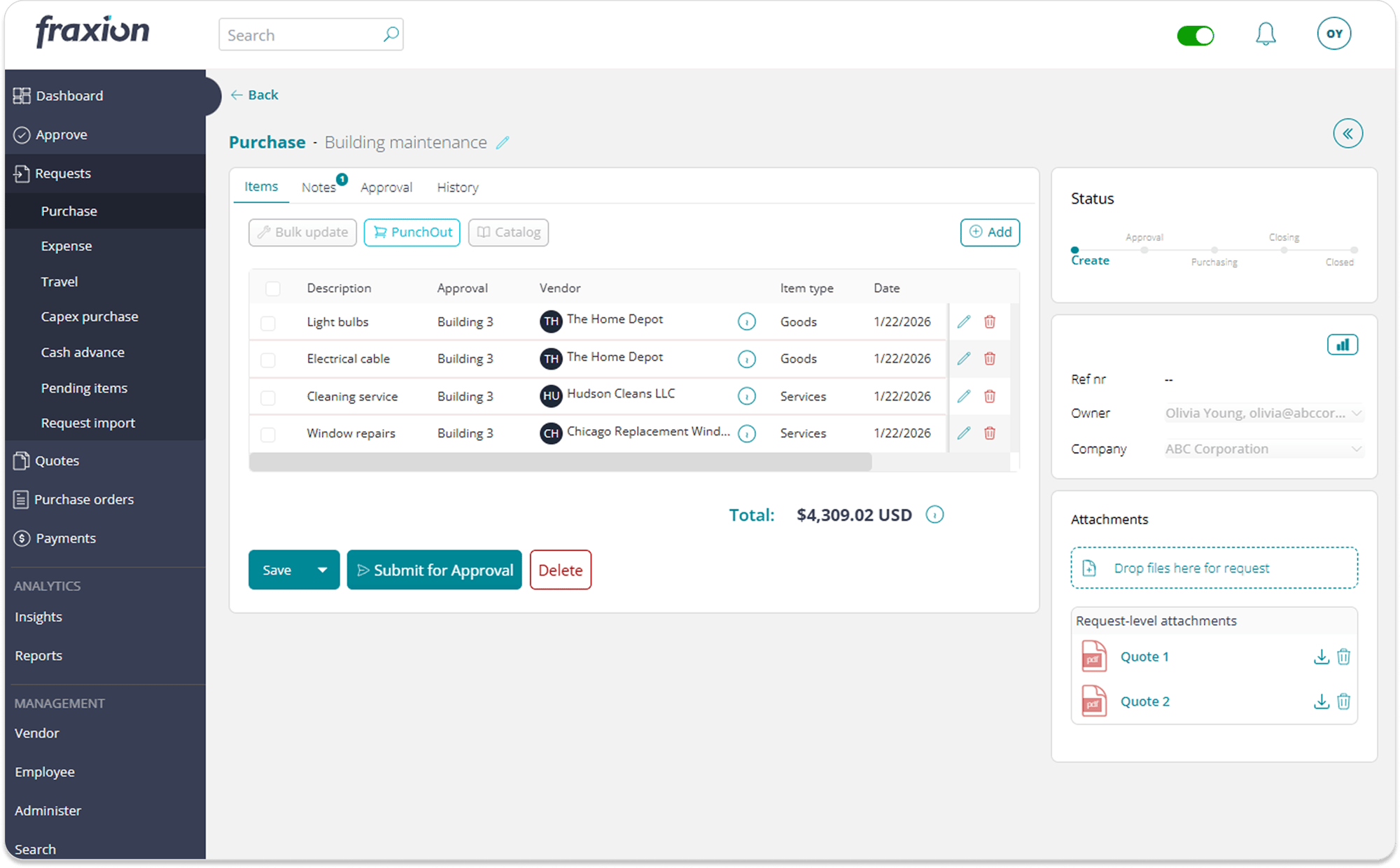 Procurement software for Property Management