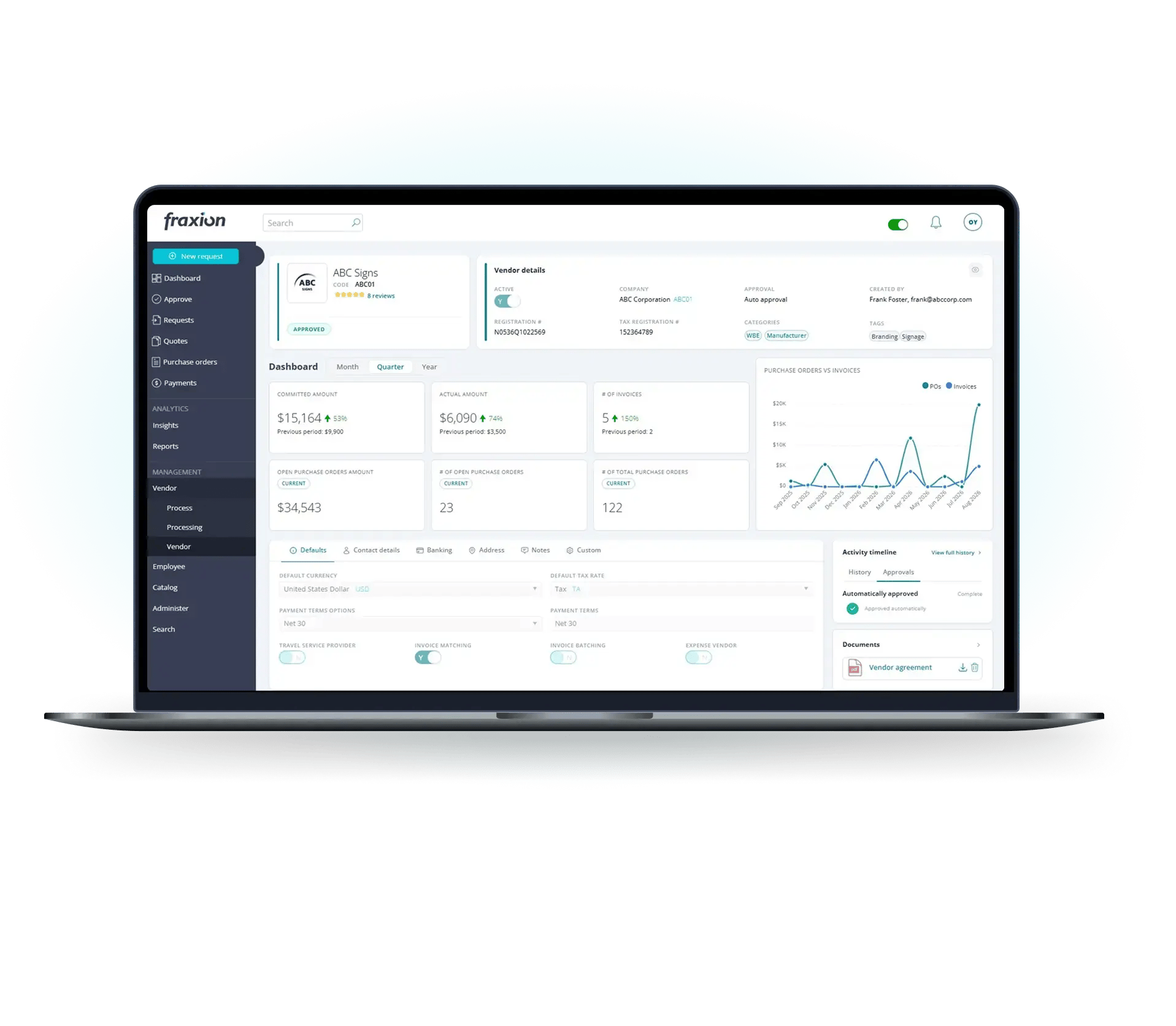 Procure-to-pay software and vendor management