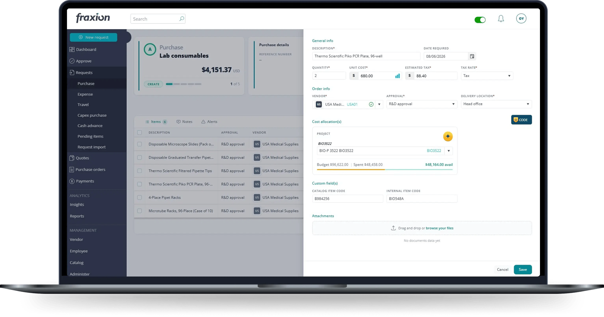 Fraxion purchasing automation