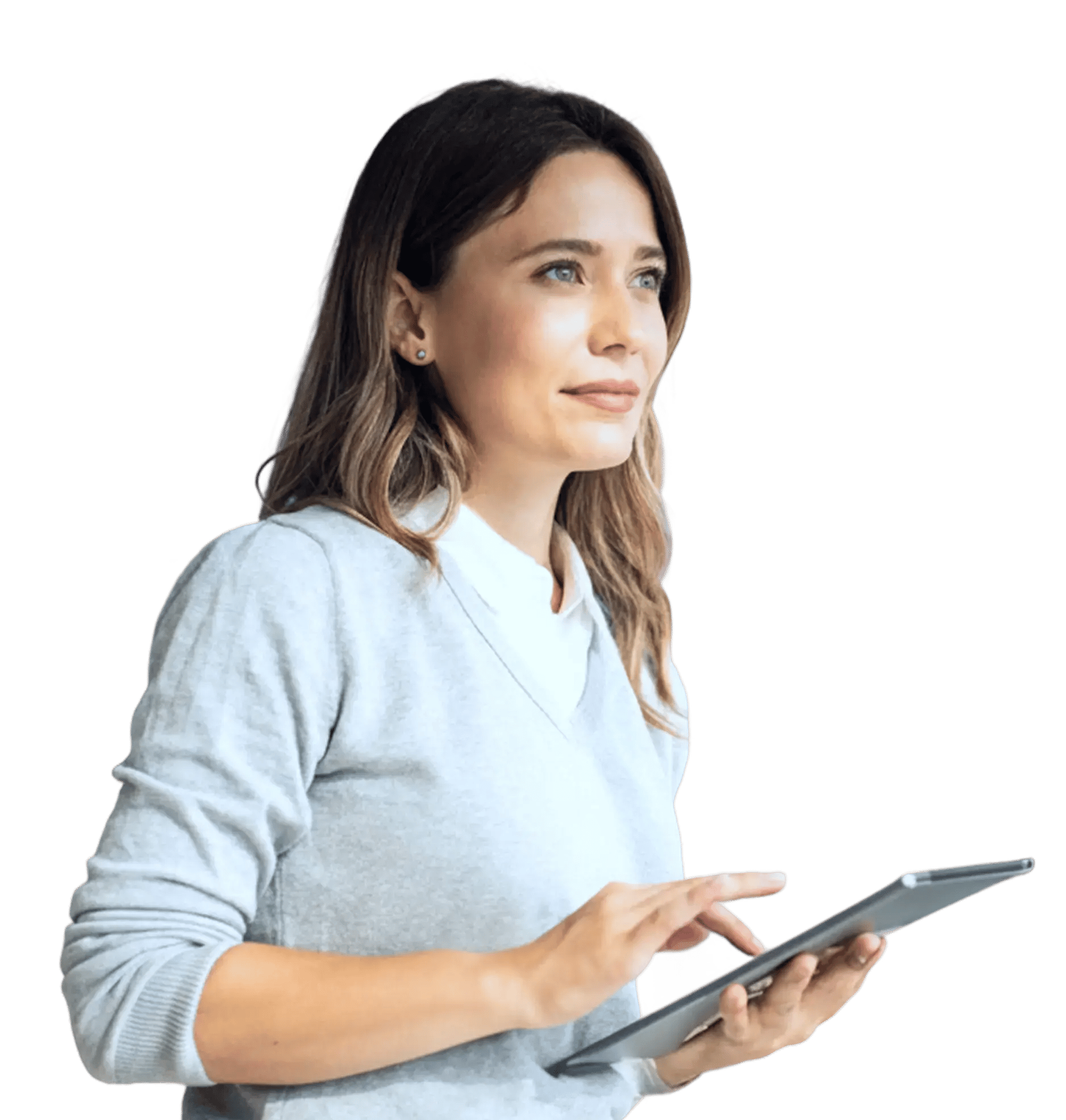 Finance leader reviewing spend insights on a tablet