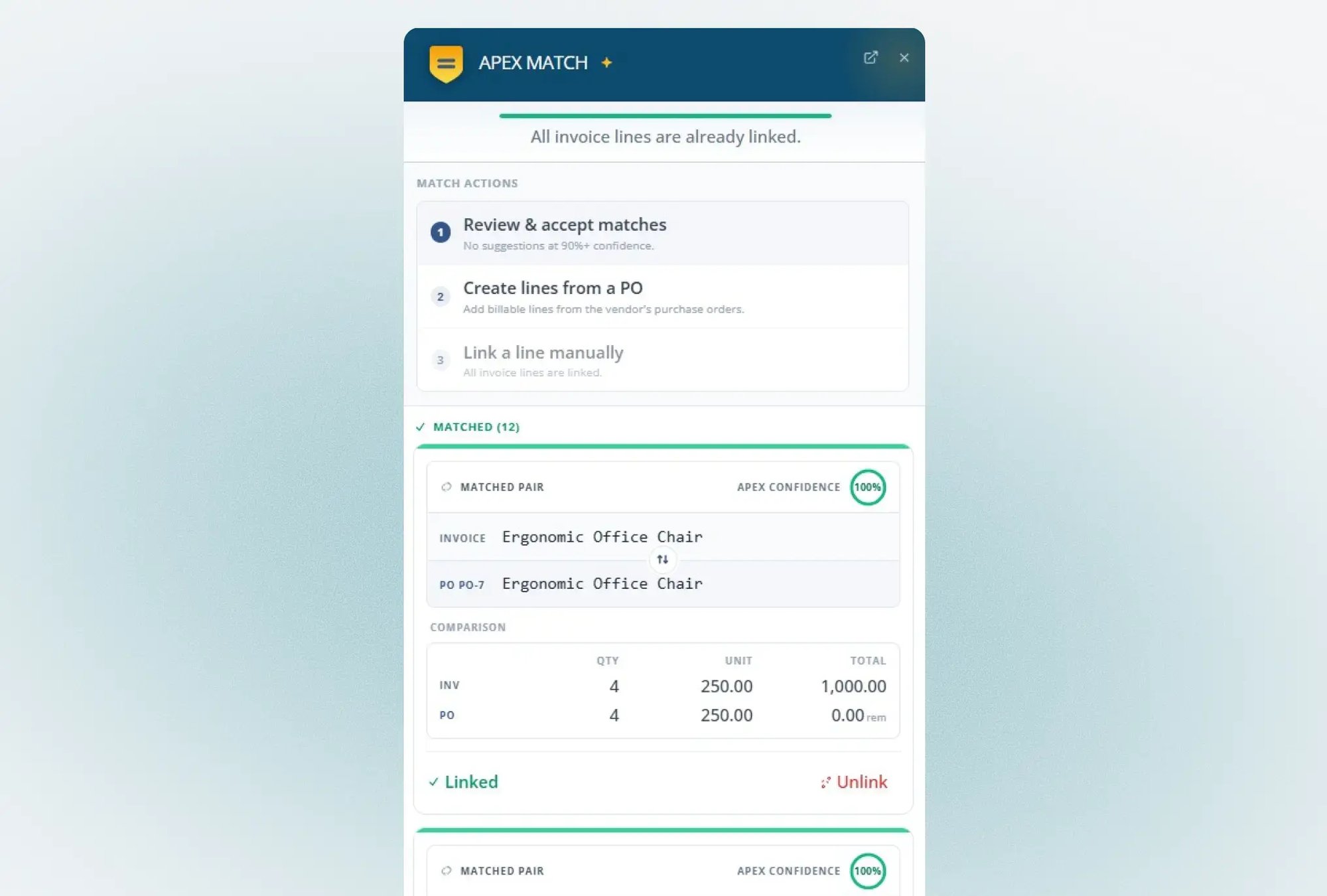 Automated invoice matching