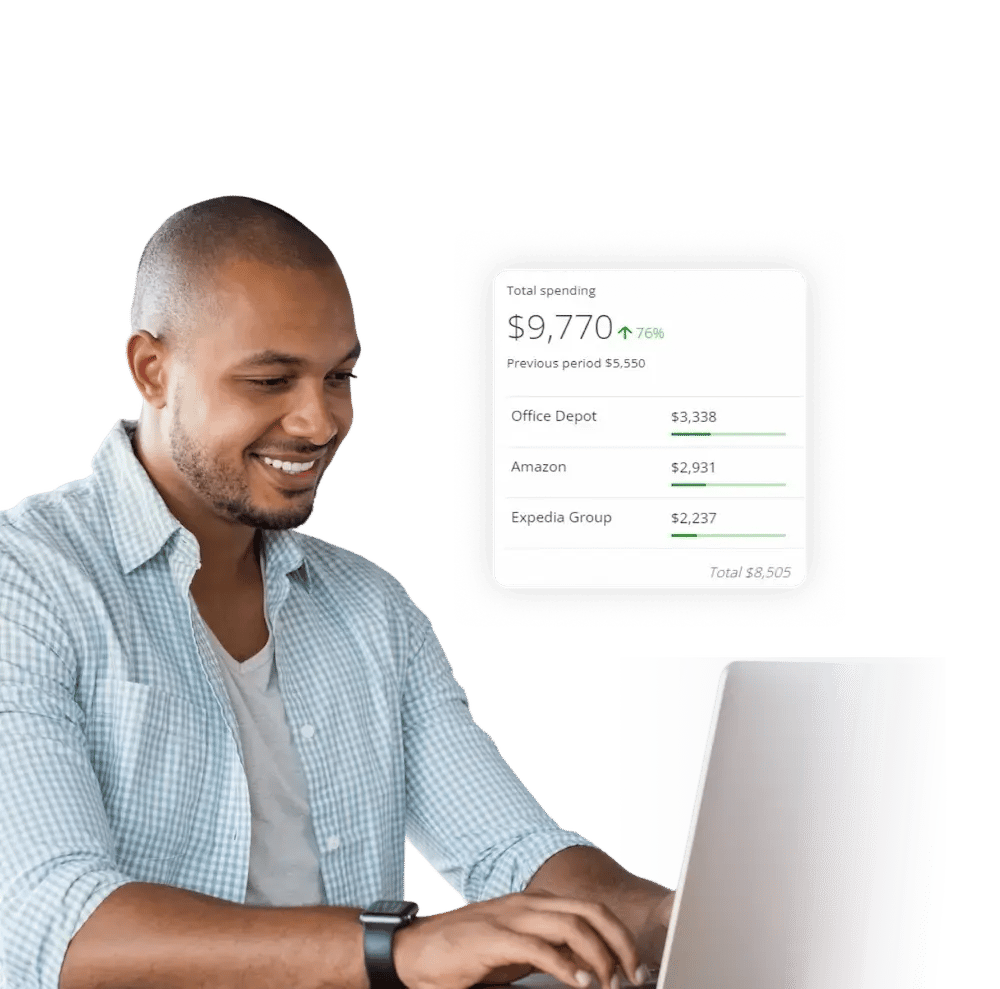 Non-profit finance leader reviewing spend analytics on a laptop