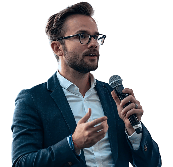 Fraxion spokesperson presenting at a conference