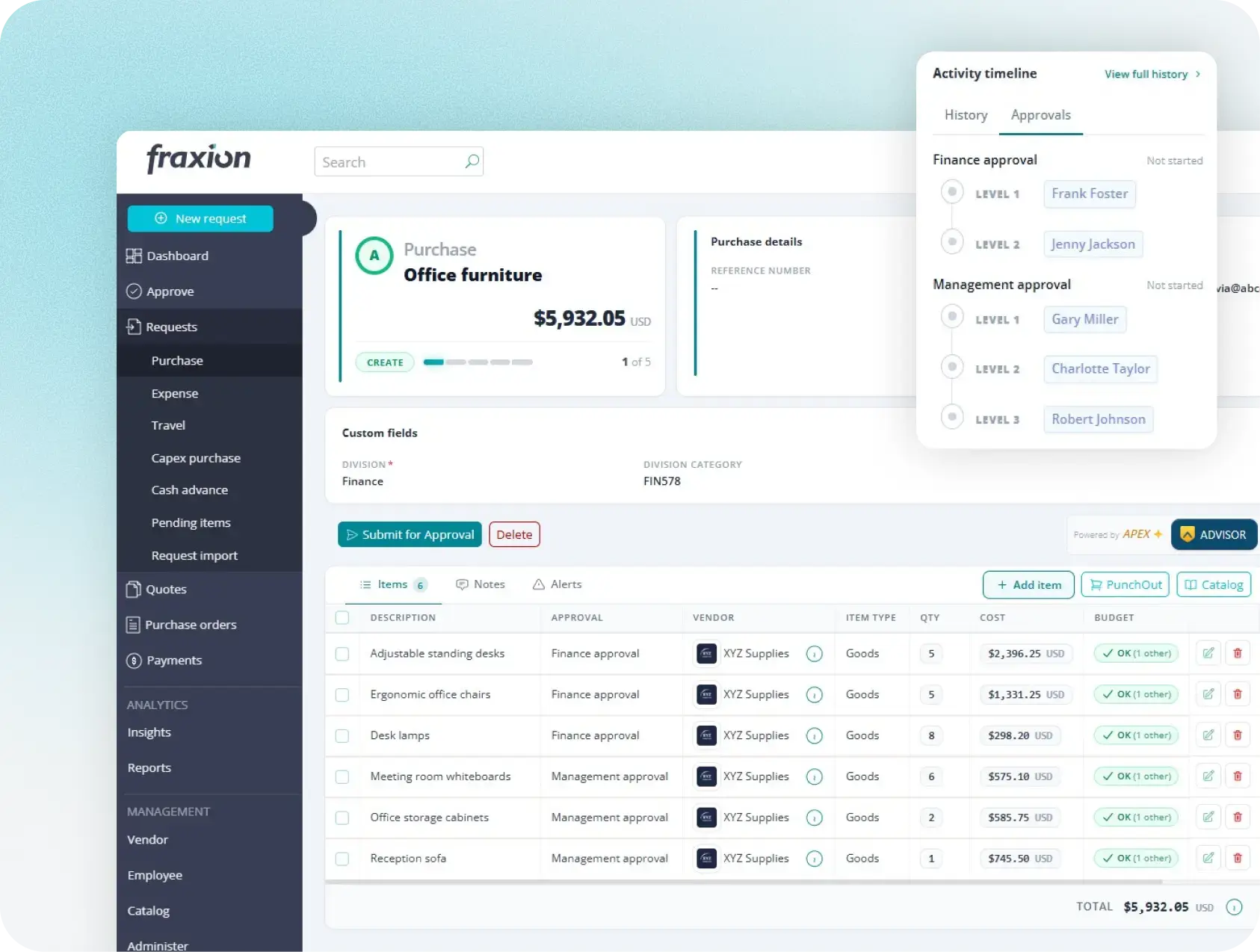 Purchase requisition software