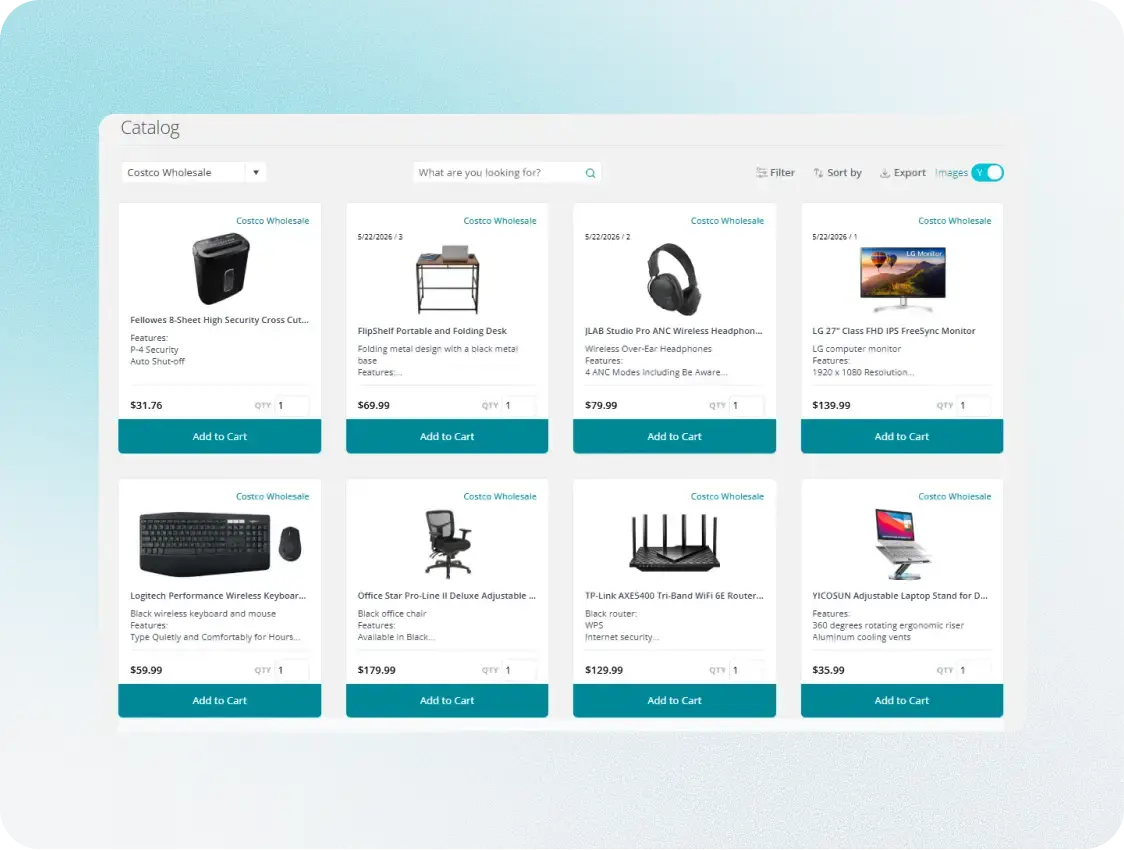 Internal catalog purchasing in Fraxion