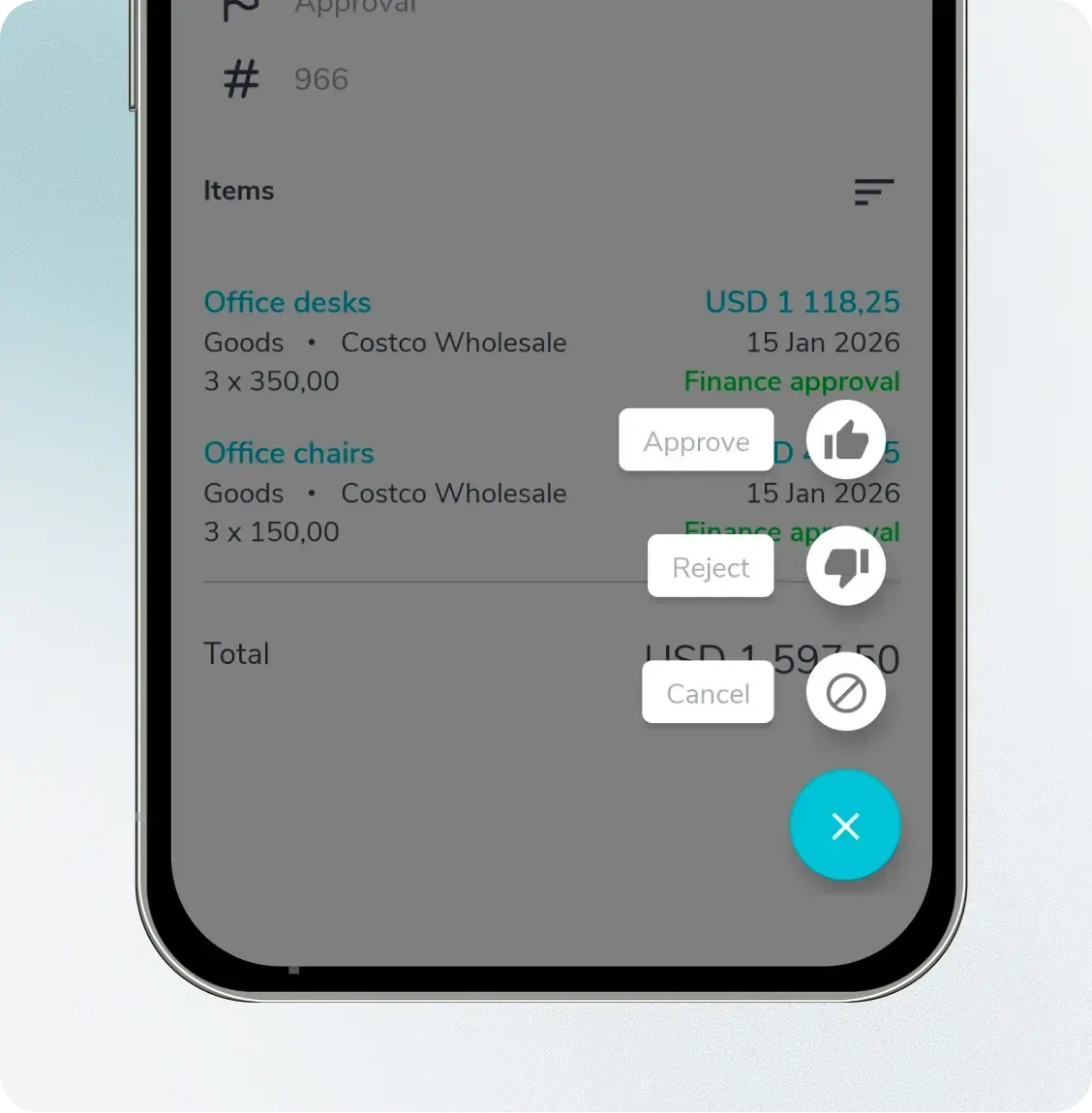 Mobile approval on phone