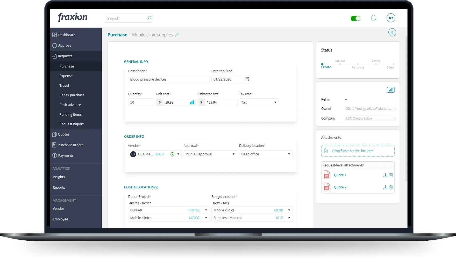 Fraxion purchasing automation