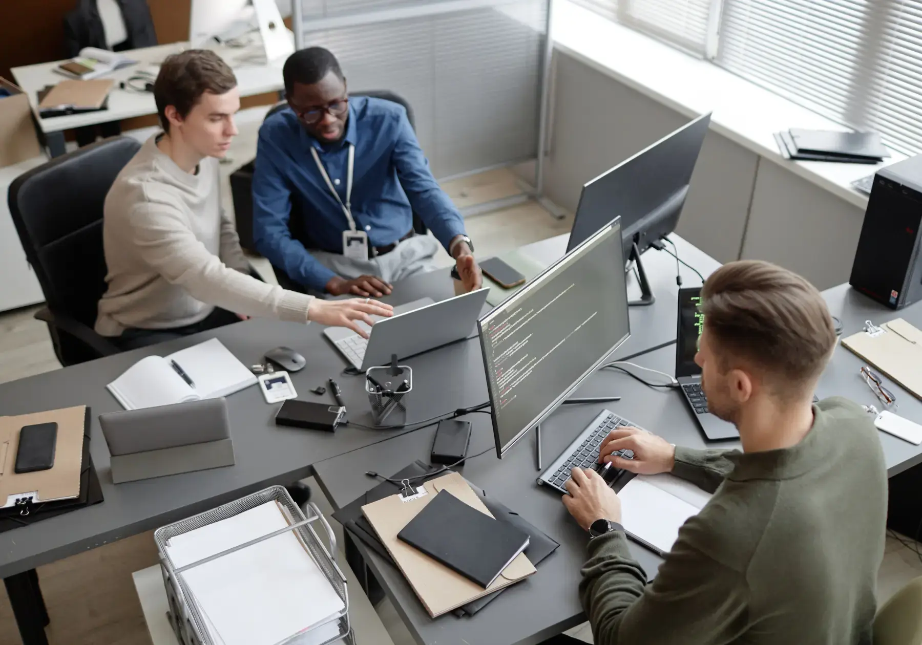 cybersecurity team conducting surveillance threat detection in procurement