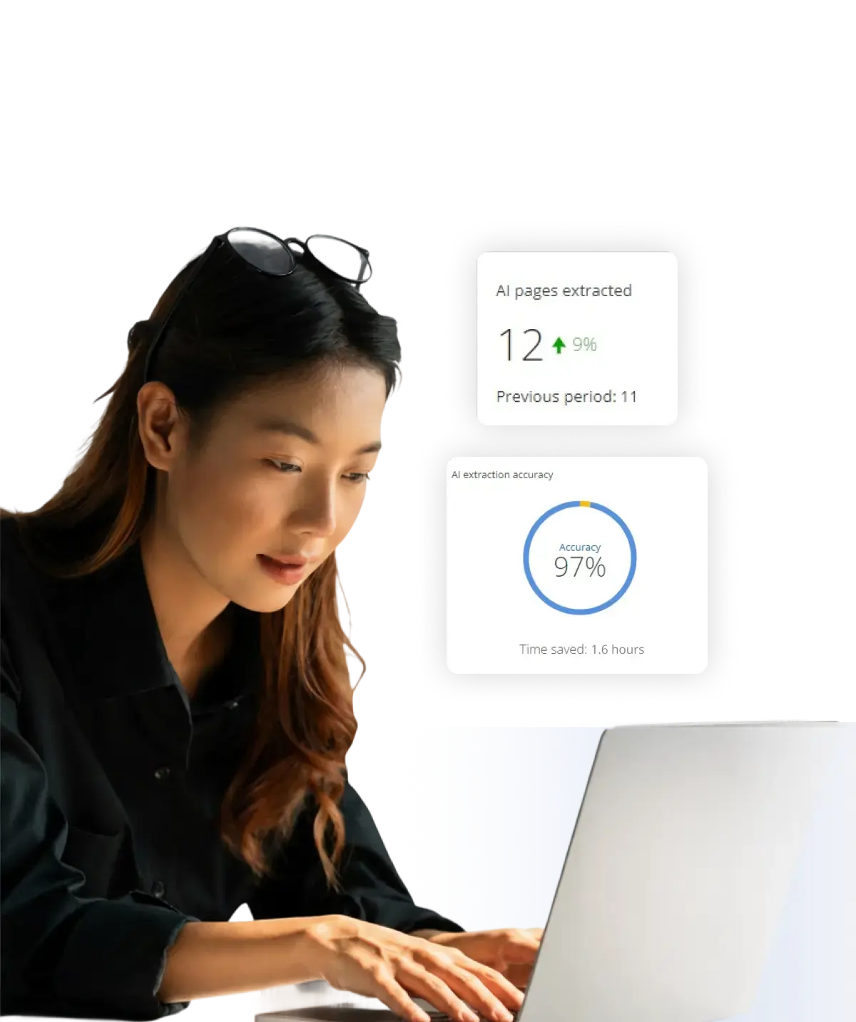 Fraxion AP automation dashboard on a laptop with invoice insight cards