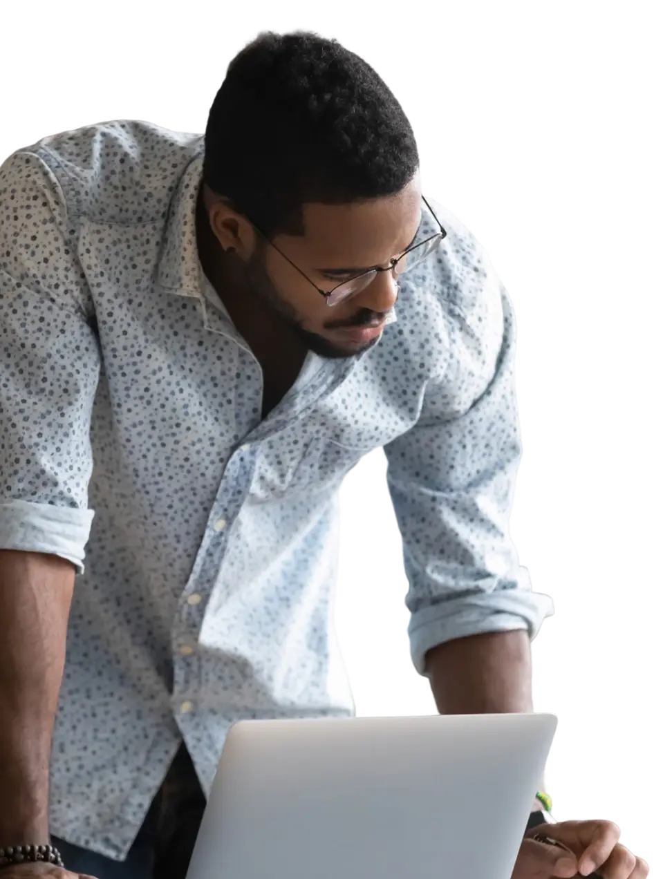 Fraxion team member working at a laptop