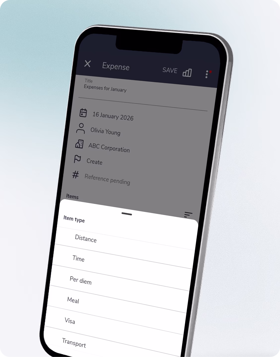 Mobile expense capture on phone