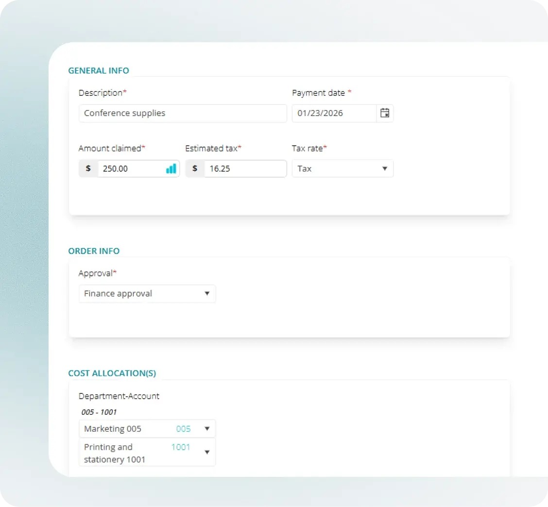Cash advance request and reconciliation dashboard