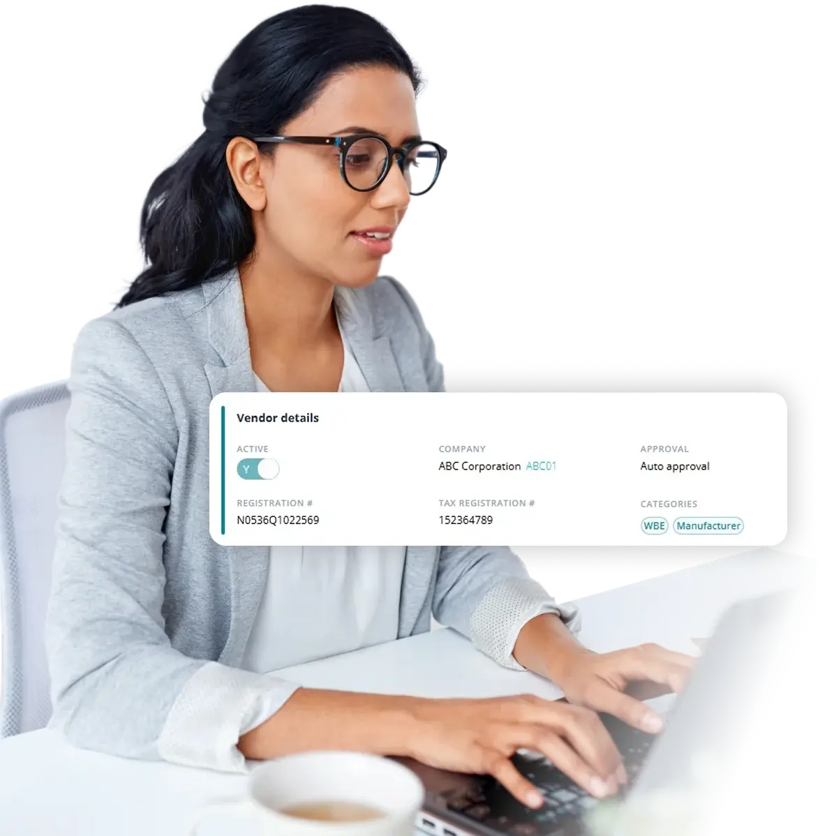 Procurement manager reviewing approved vendor details