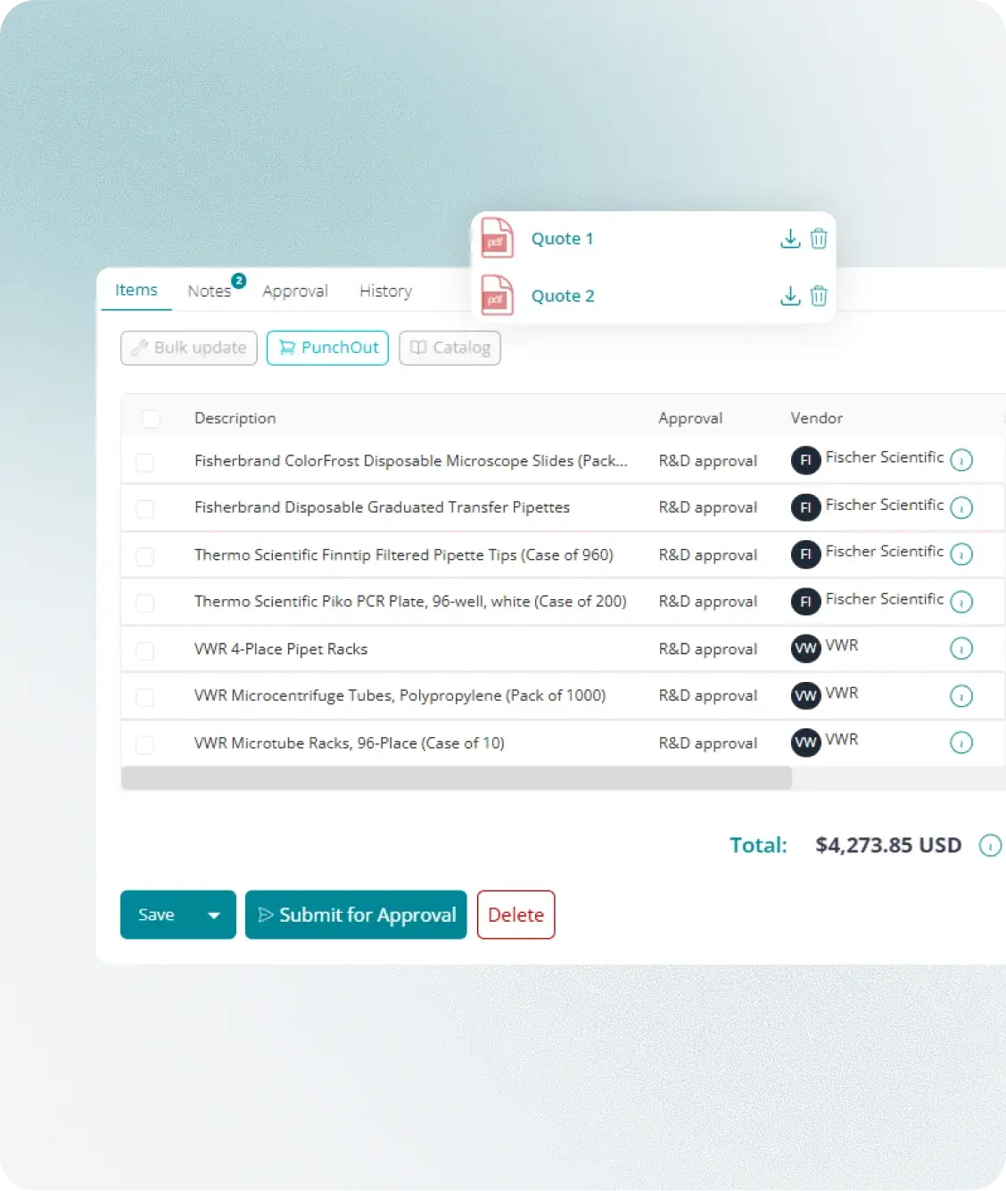 Fraxion purchase request with multi-level approval routing and policy enforcement