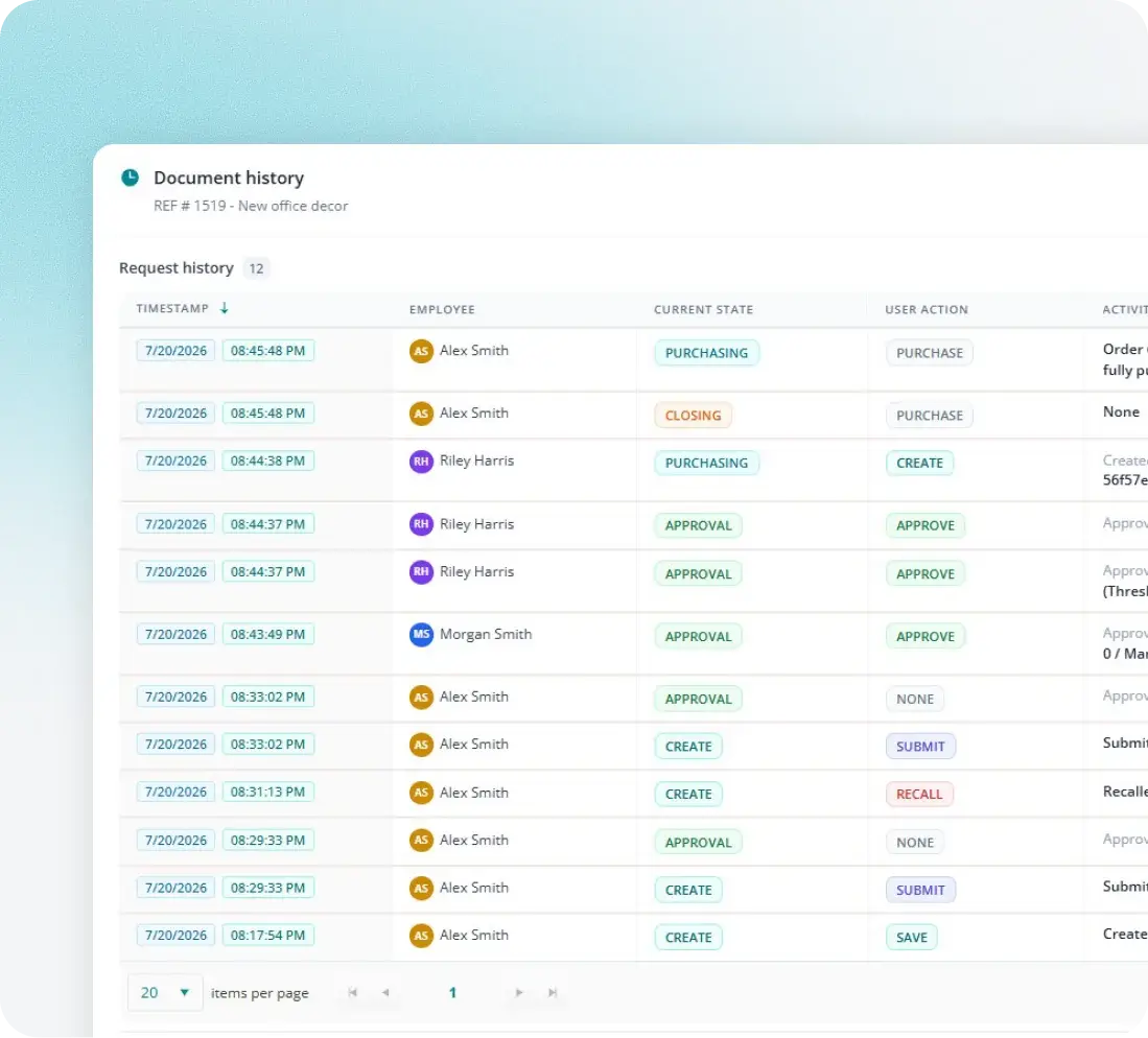 Fraxion approval workflow and audit trail