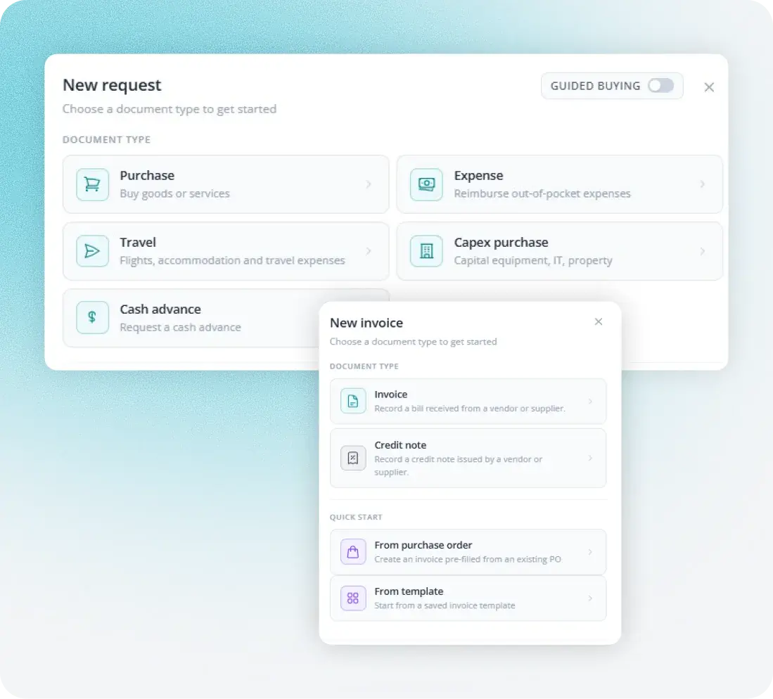 Fraxion purchase order and invoice matching screens